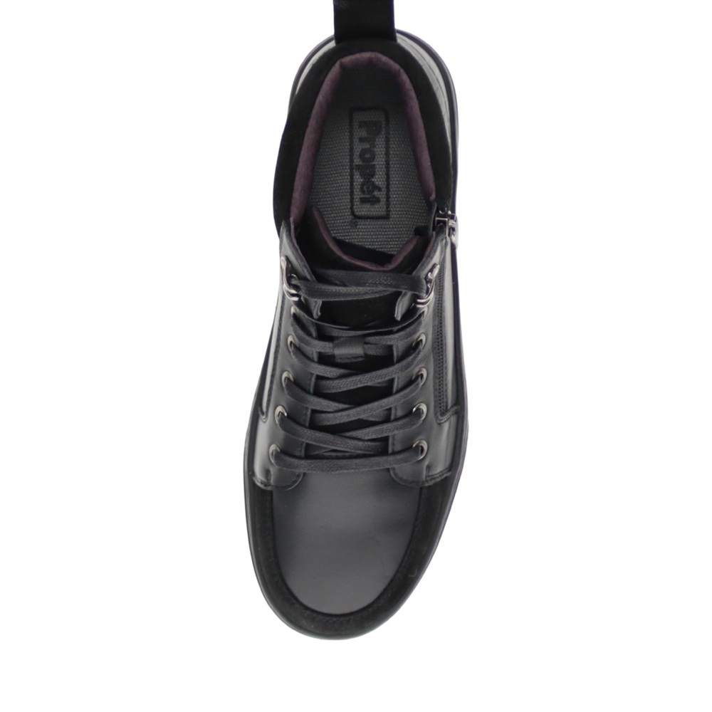 Propét Kasia Black Leather High-Top Side-Zip Sneakers Orthopedic New Size 9